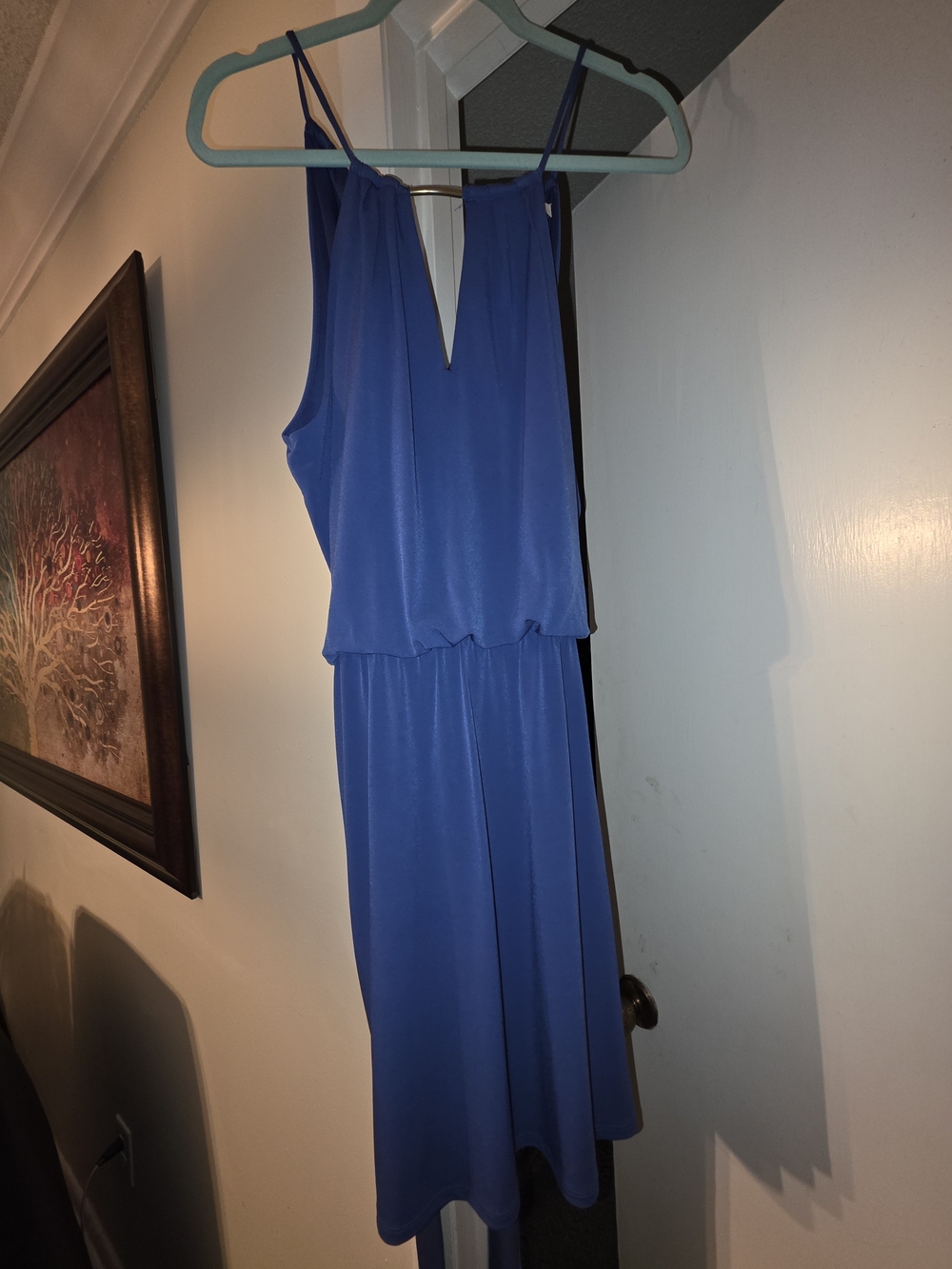 White House Black Market Royal Blue Midi Dress with V-Neck